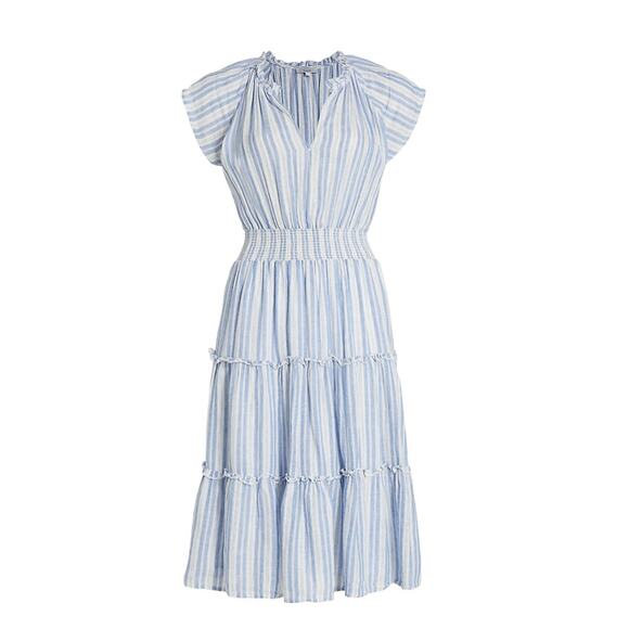 Rails Amellia New Haven Stripe Tiered Linen Blend Dress S - Picture 8 of 10